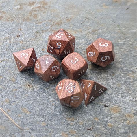 Rose Wood Dnd Dice Set Polyhedral Dice Dandd Dice Dungeons Etsy