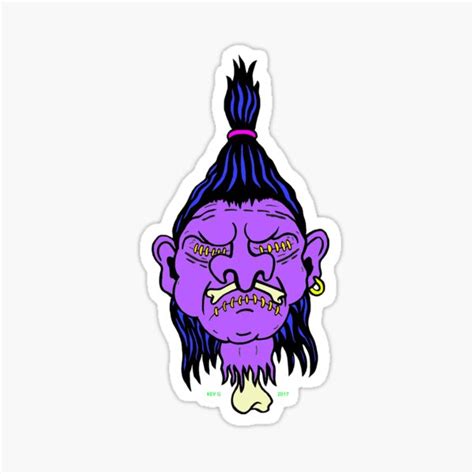 Shrunken Purple Head Art By Kev G Sticker For Sale By Artbykevg