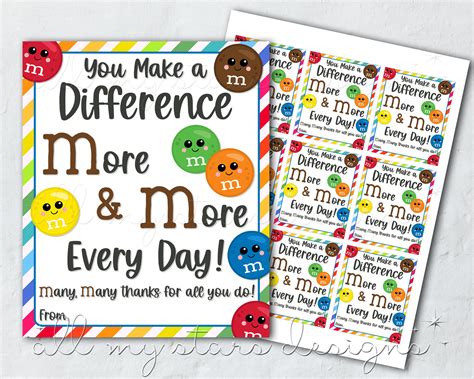 Printable You Make A Difference More And More Every Day Many Many