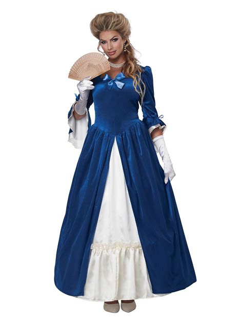 Womens Martha Washington Colonial Blue Dress Costume