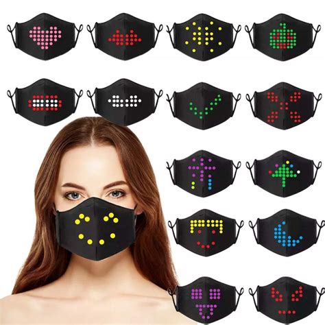 New Updated Model Led Face Mask Voice Activated Light Up Smart Mask