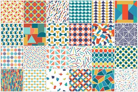Colorful Geometric Seamless Patterns By Expressshop Thehungryjpeg