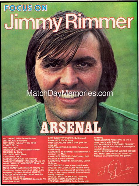 Jimmy Rimmer Arsenal Football Inprint