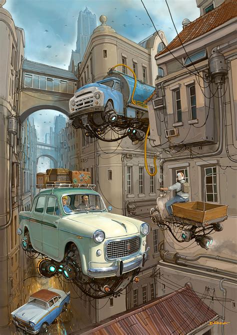 Flying Car Illustrations By Alejandro Burdisio In 2020 Futuristic Art