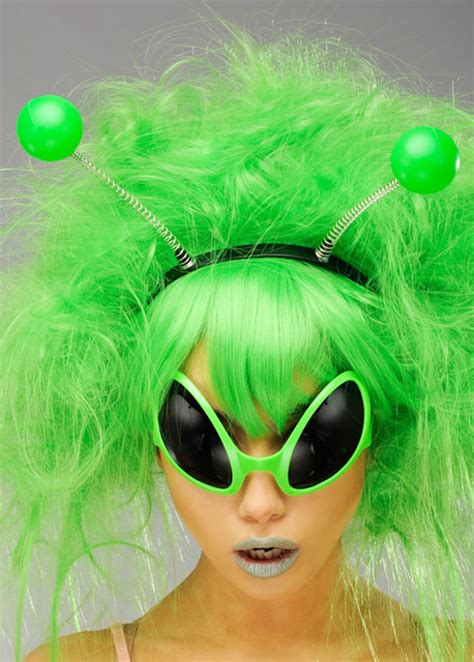 Alien Girl Antenna Green Head Boppers On Headband