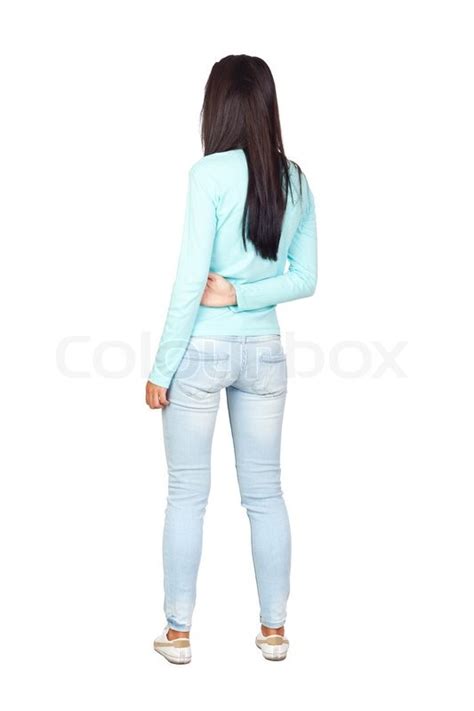 Girl Posing Backwards Isolated Over Stock Image Colourbox