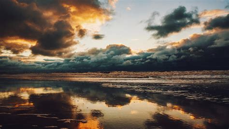 Sea Horizon Clouds Sky Sunset 4k 5k Hd Nature Wallpapers Hd