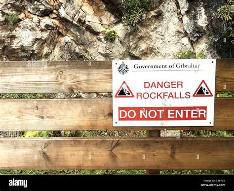 Danger Of Rockfalls Sign Stock Photo Alamy
