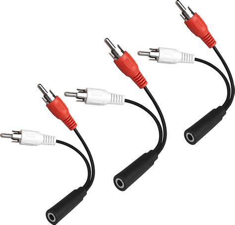 3pack 35mm Female Stereo Jack To 2 Rca Male Plug Aux Auxiliary