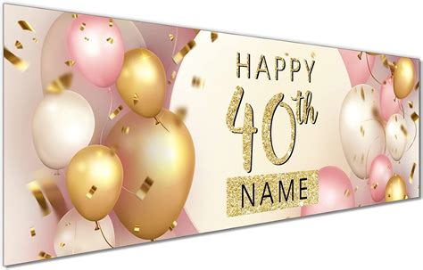 Buy 40th Happy Birthday Personalised Birthday Banner 40th Birthday
