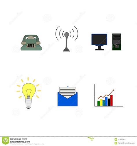 Isolated Business Tools Icon Set Stock Vector Illustration Of Mail