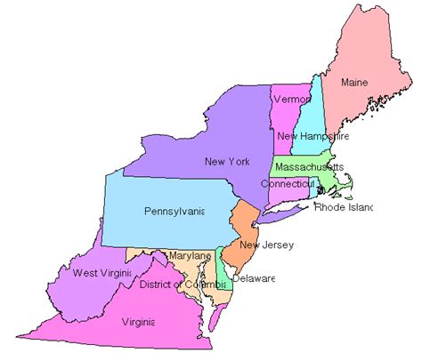 Northeast Region States Map