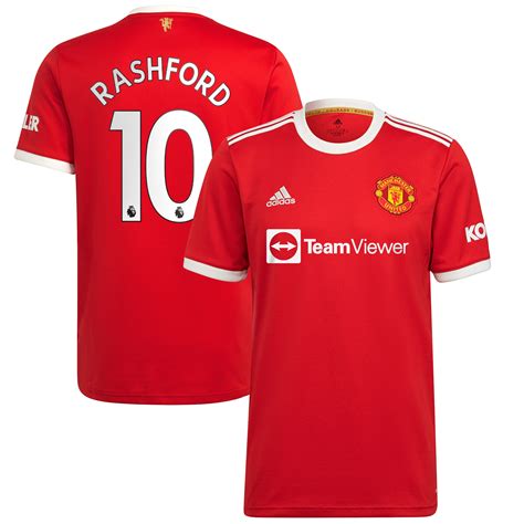 Mens Adidas Marcus Rashford Red Manchester United 202122 Home Replica
