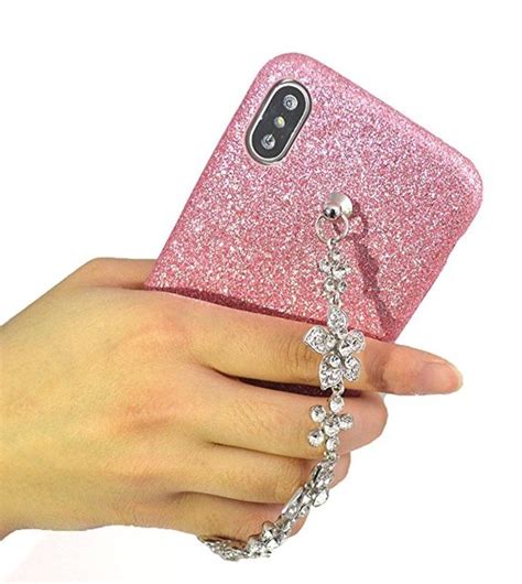 dower me luxury fashion beautiful bling diamond flower hand chain glitter soft phone case cover