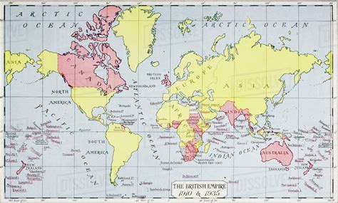 Map Showing The Kings Empire In Red In 1910 And 1935 British Owned