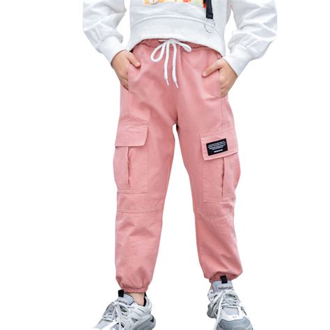 2020 New Cowgirl Cargo Pants Spring Autumn Solid Color Kids Cotton