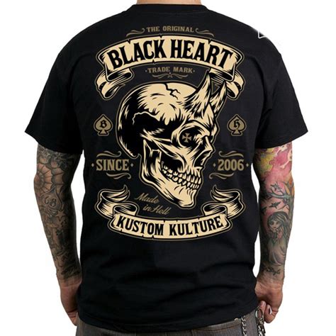 Tričko Pánské Black Heart Devil Skull Chopper Tričko S Krátkým
