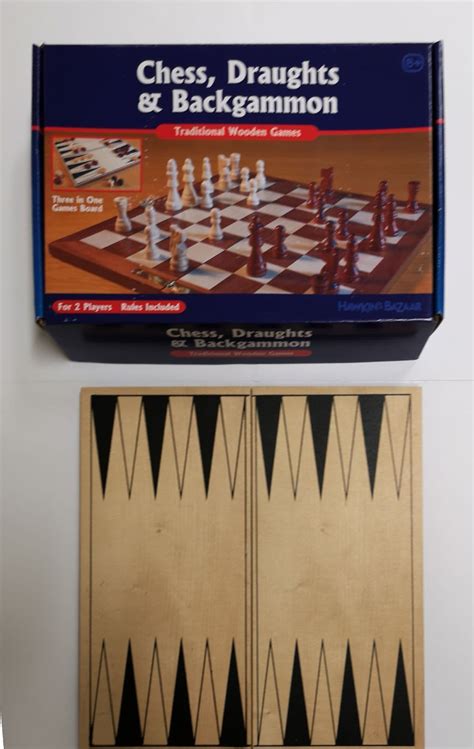 Three In One Games Board Chess Draughts Backgammon