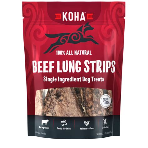 Koha Beef Lung Strips Air Dried Dog Treats 325 Oz Bag