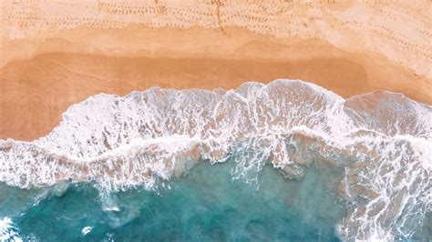 Download Blue Sea Waves Beach Aerial View Wallpaper 1920x1080 Full