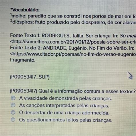 A Informação Comum A Esses Dois Textos é