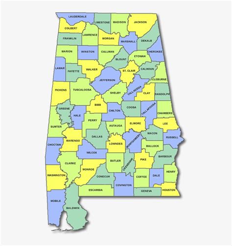 Alabama County Map Map Of Alabama Counties Transparent Png 670x800
