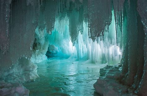 Nature Cave Sunlight Ice Frost Glaciers Icicle Snow Hd