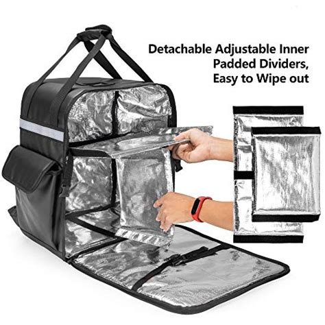 Trunab Insulated Food Delivery Backpack With 2 Side Support Boards And Removable Inner Dividers