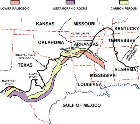 The Paleozoic Ouachita Foldbelt Southcentral United States Northern