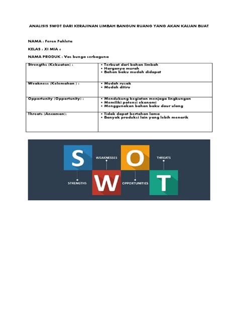 Detail Contoh Analisis Swot Kerajinan Limbah Koleksi Nomer