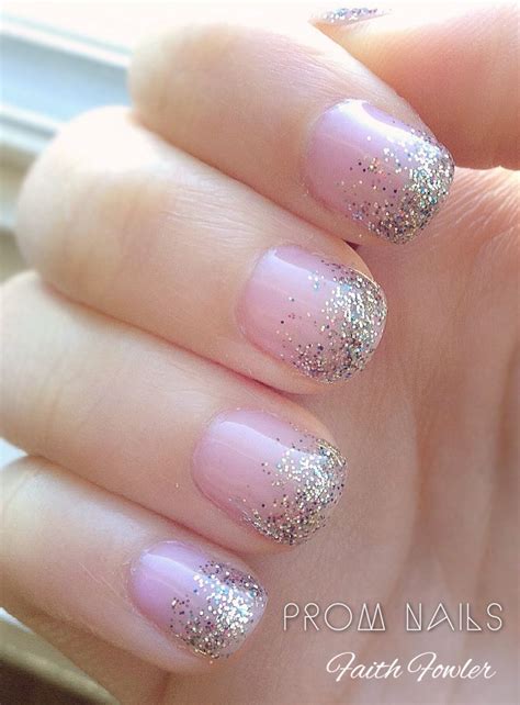 Pink Faded Glitter Tip Shellac Gel Polish Nails Cute Prom Idea Diy