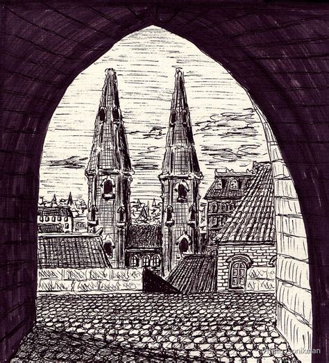 Europe Black And White Pen Ink Drawing By Vitaliy Gonikman Redbubble