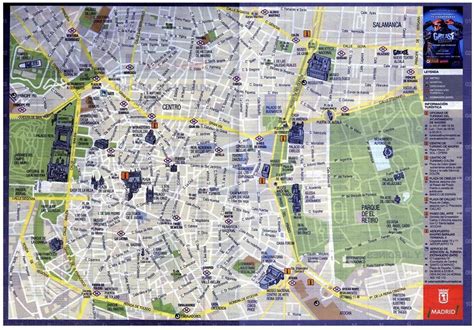 Mappa Del Centro Di Madrid Distribuita Dallufficio Del Turismo Di