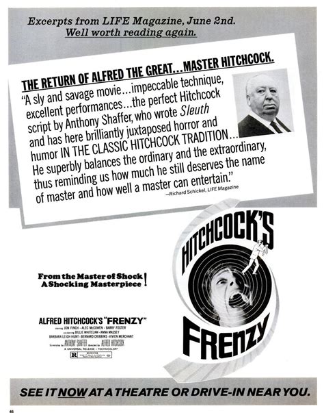 Alfred Hitchcocks Frenzy Full Page Ad Life Magazine 1972 R