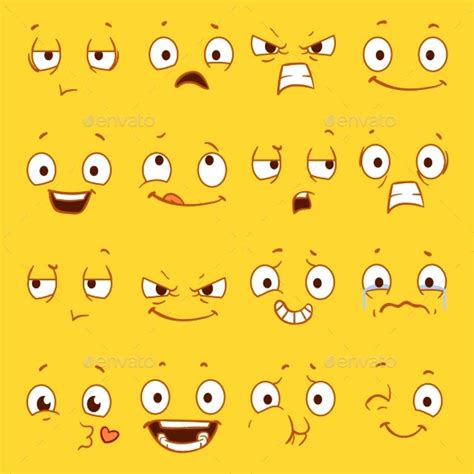 Cartoon Faces With Different Expressions By Microvone Graphicriver