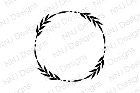 Laurel Wreath Svg Circle Frame Leaf Illustration Par Nnj Designs