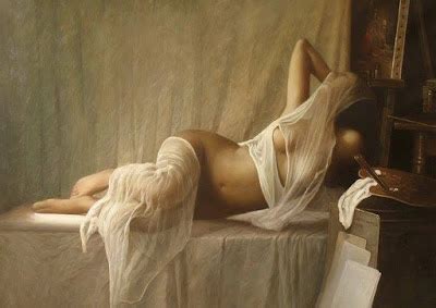 Pintura Moderna y Fotografía Artística Cuadro al óleo de mujer acostada desnudo artístico