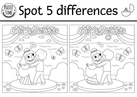 Find Differences Game For Children Wedding Black And White Educational