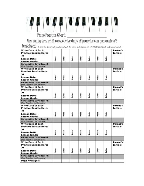 Piano practice chart, Practice chart, Piano practice