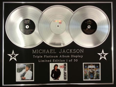 Michael Jacksontriple Platinum Album Displaythriller Bad Dangerous