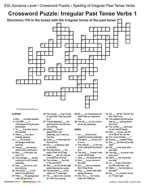Verb Tense Crossword Puzzle Worksheet Verb Crossword Vrogue Co
