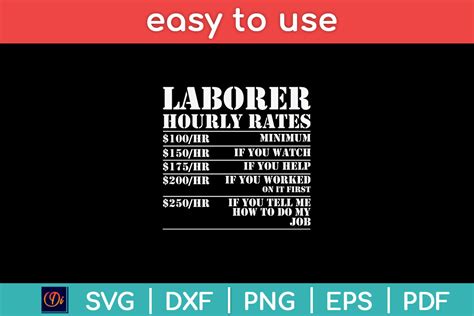 Laborer Hourly Rate Funny Construction Graphic By Designindustry