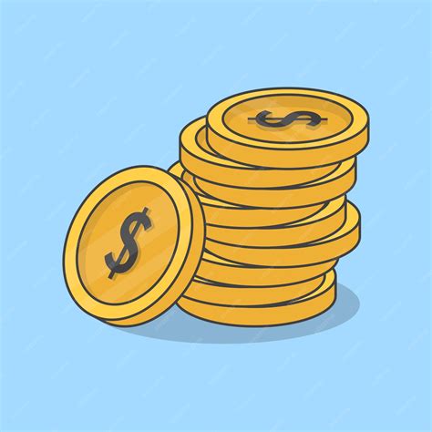 stapel von goldenen münzen cartoon vektor illustration 3d dollar münzen flachbild symbol umriss
