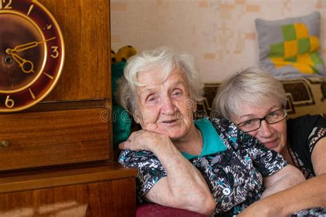 Russian Granny With His Adult Daughter Love Stock Image Image Of
