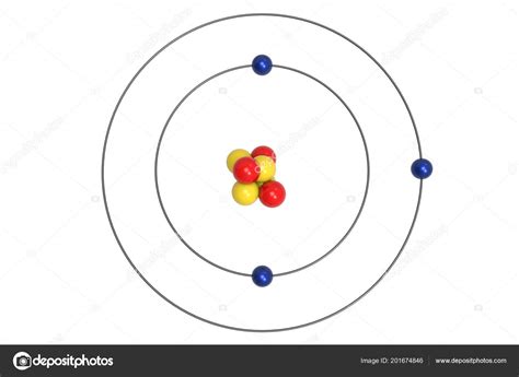 Modelo Atom Bohr Litio Con Protones Neutrones Electrones Ilustración