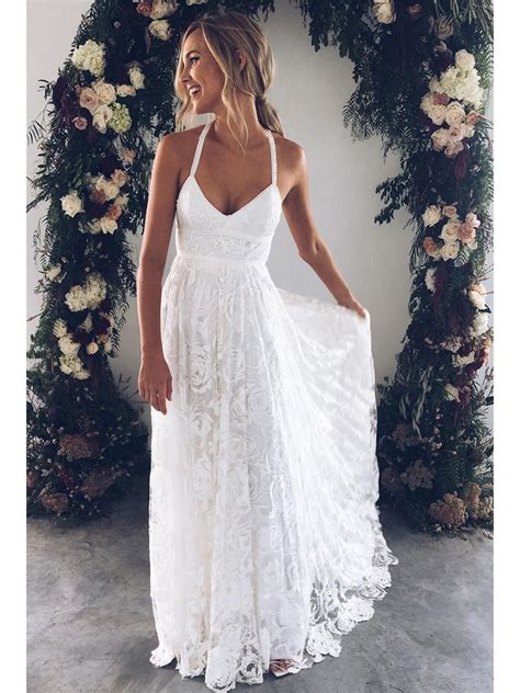 White Flowy Beach Wedding Dresses Elices Gardening Time