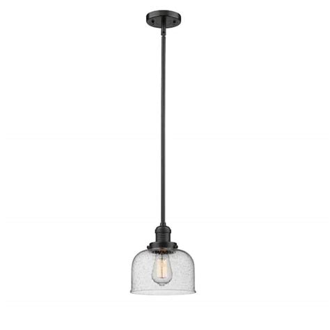 Innovations Bell 1 Light Oil Rubbed Bronze Seedy Shaded Pendant Light With Seedy Glass Shade