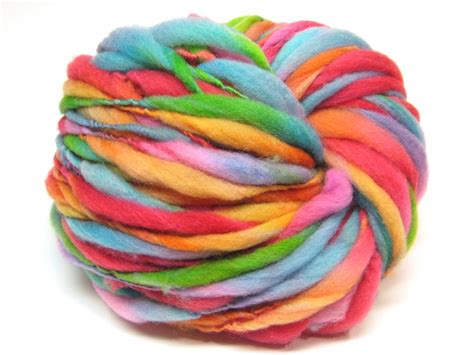Handspun Rainbow Yarn Spun Thick And Thin In Merino Wool 57 Yards 1