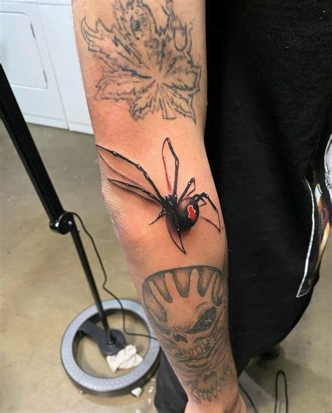 Realistic Black Widow Spider Tattoo