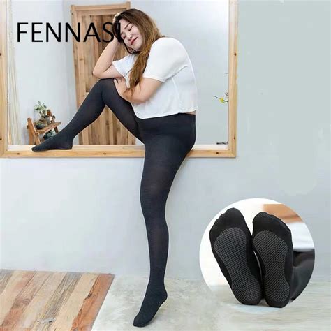 Fennasi Autumn Cotton Sexy Warm Pantyhose Vertical Stripes Large Size Foot Massage Pantyhose